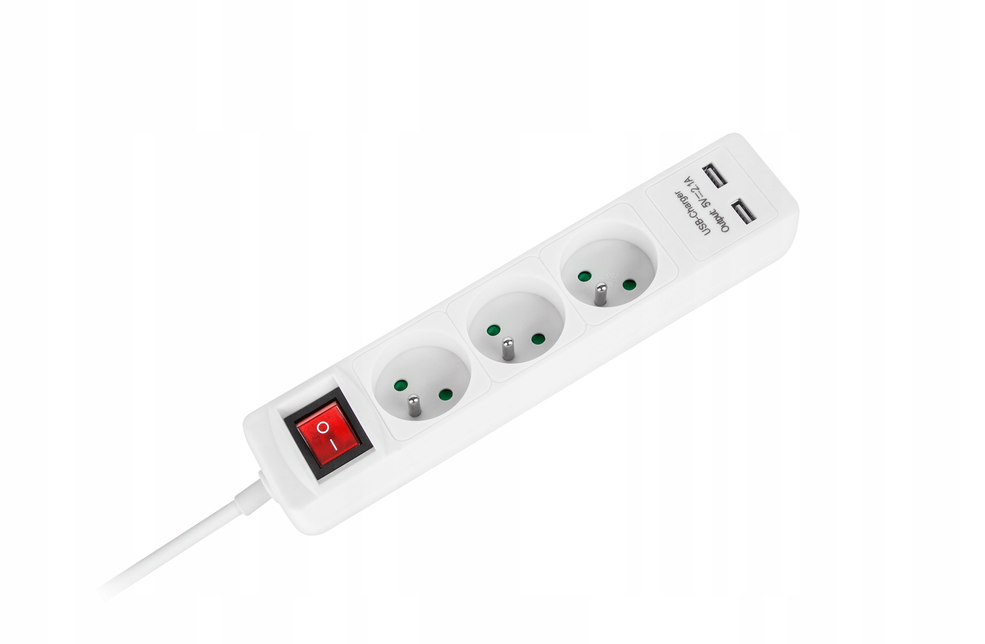 Przedłużacz sieciowy 3 gniazda 2 gniazda Usb z wyłacznikiem 5m Rebel