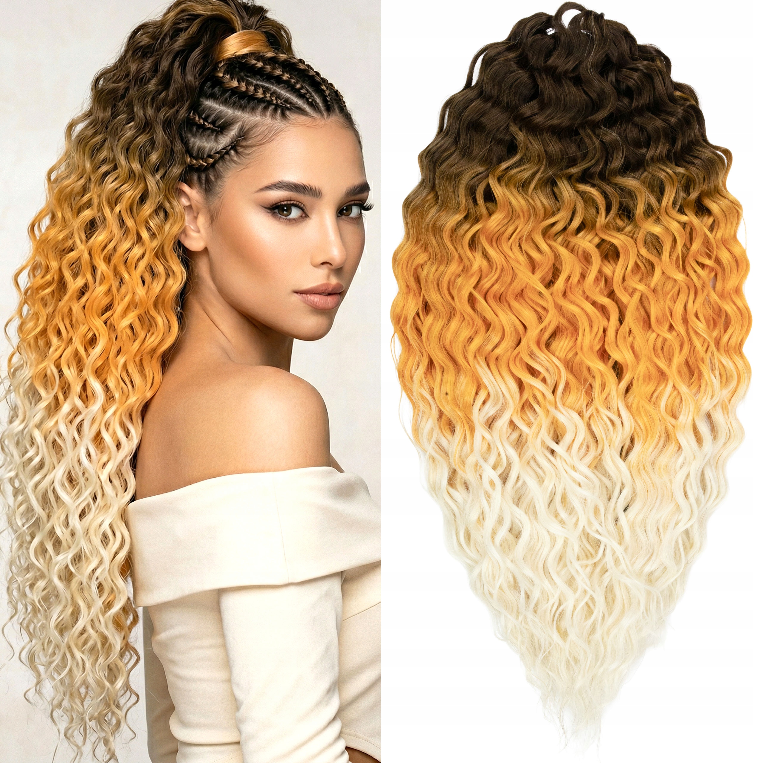 Włosy syntetyczne Afroloki Ariel Premium 50cm 300g ombre brąz rudy blond