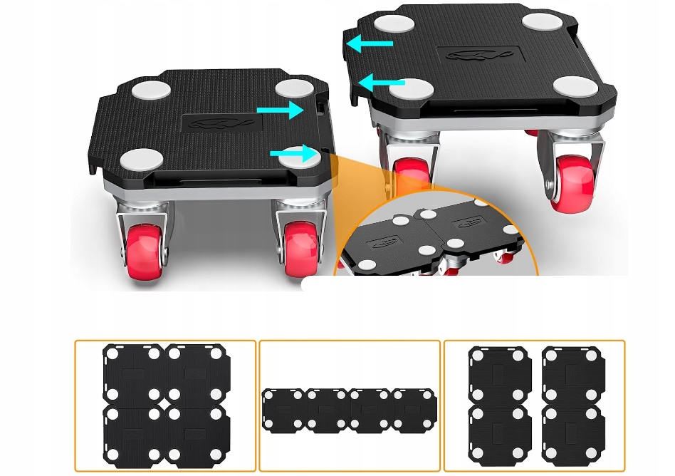 ZESTAW ROLKI DO TRANSPORTU PRZESUWANIA MEBLI Z PODNOŚNIKIEM MOCNE DO 550KG Marka inna