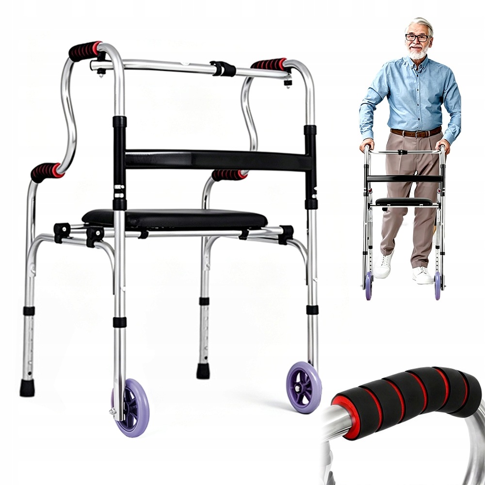 Balkonik Rehabilitacyjny Chodzik Dwukołowy Z Siedziskiem Dla Osób Starszych