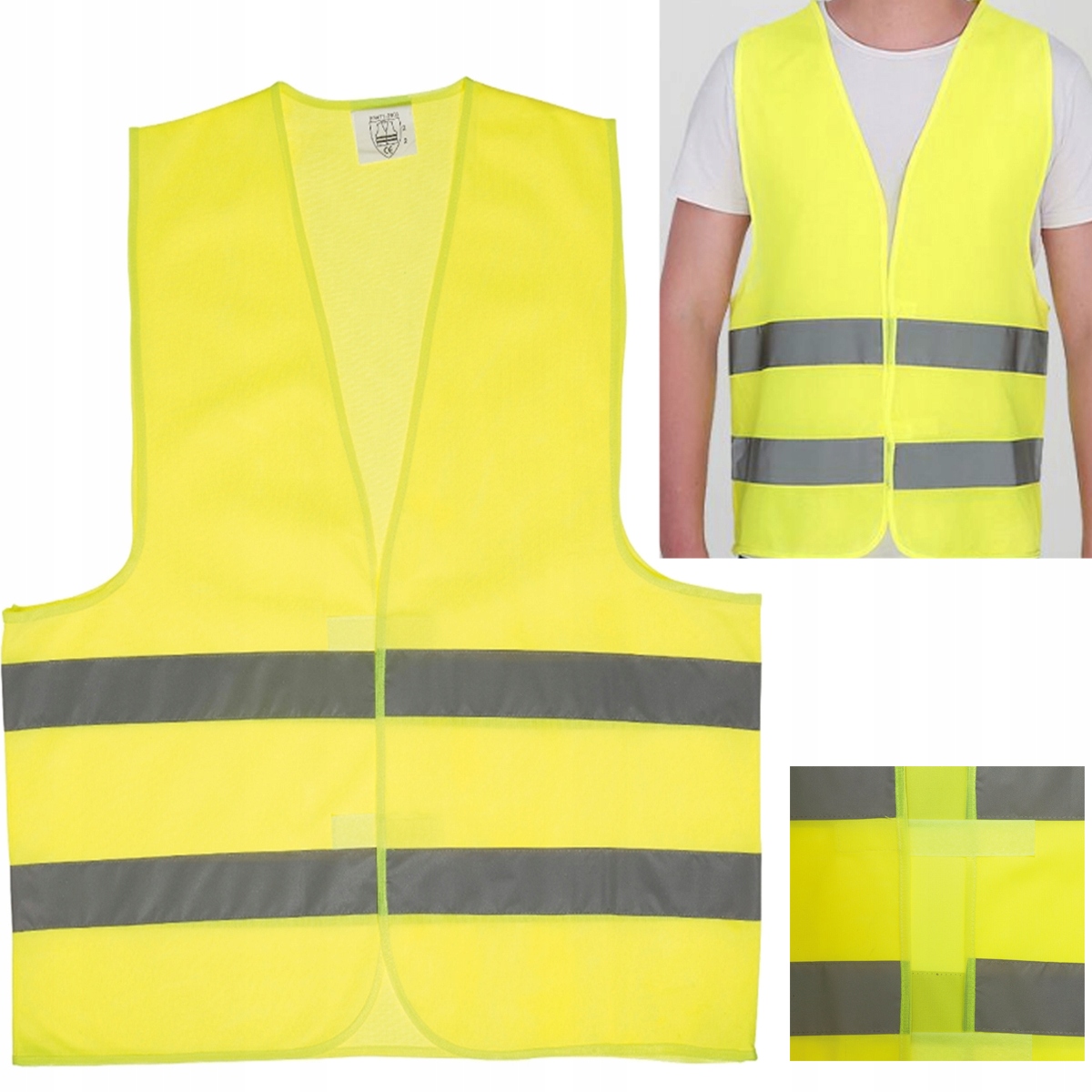 KAMIZELKA ODBLASKOWA OSTRZEGAWCZA DROGOWA ŻÓŁTA BHP UNIWERSALNA ROBOCZA XXL Kolor dominujący żółty