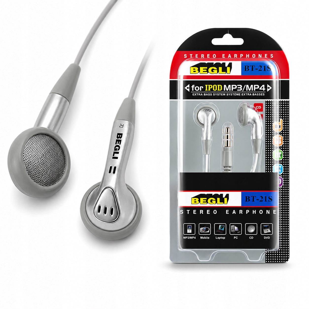 Vezetékes fejhallgató Jack 3,5 mm sztereó 32 Ohm iPod MP3 telefon laptop