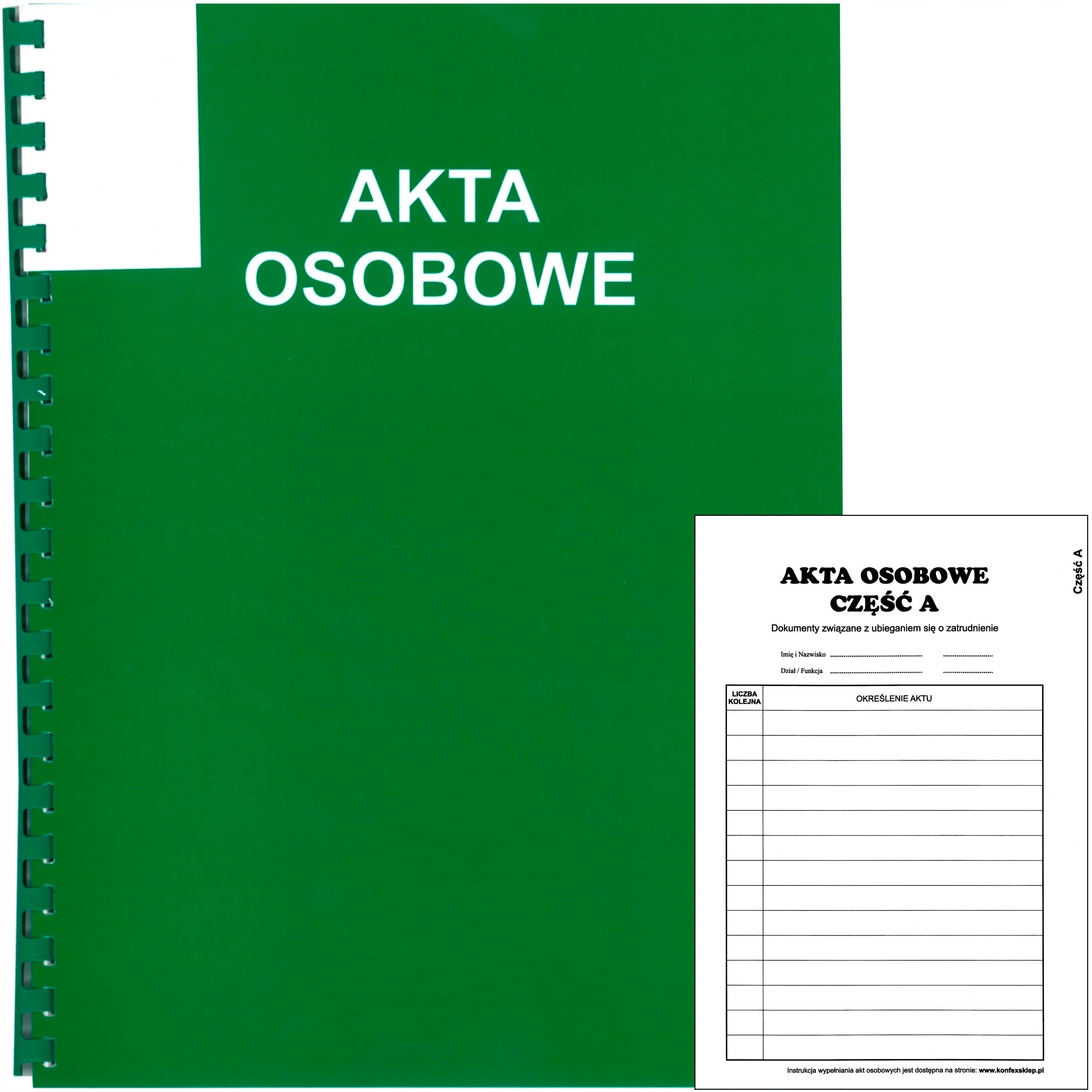 Teczka AKTA OSOBOWE z bindą T-02 zielona