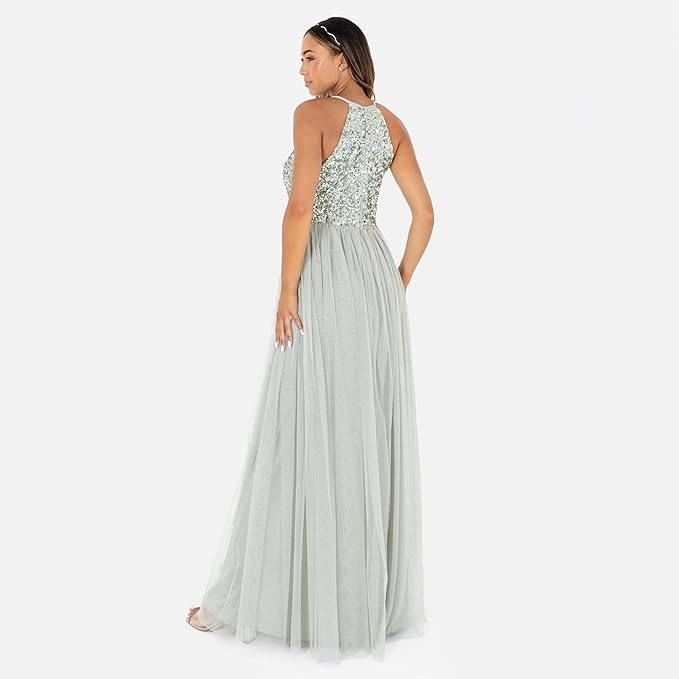 Maya Deluxe Šaty Maxi Zelené Zdobené Zipem 34 6EA