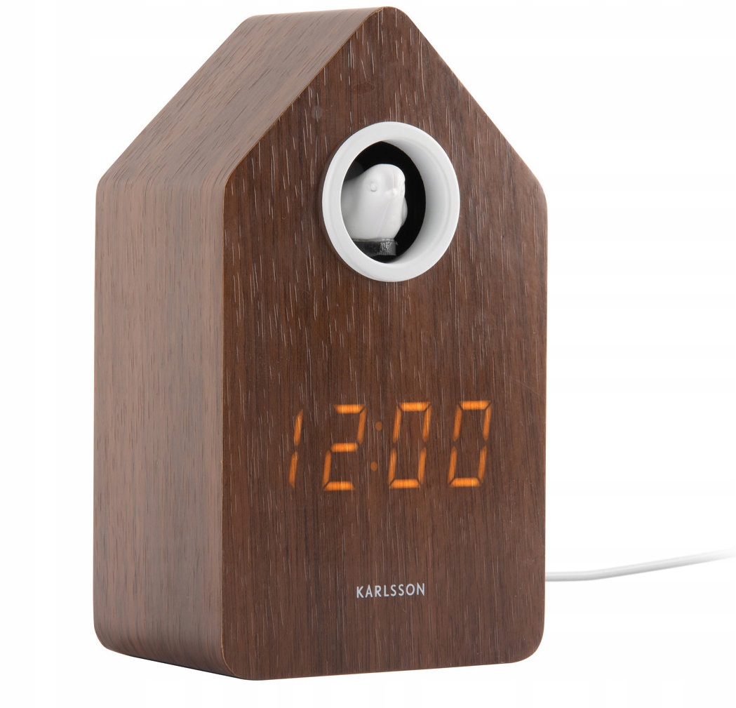 Dřevěný Budík Led S Kukačkou A Teploměrem Karlsson KA6061DW