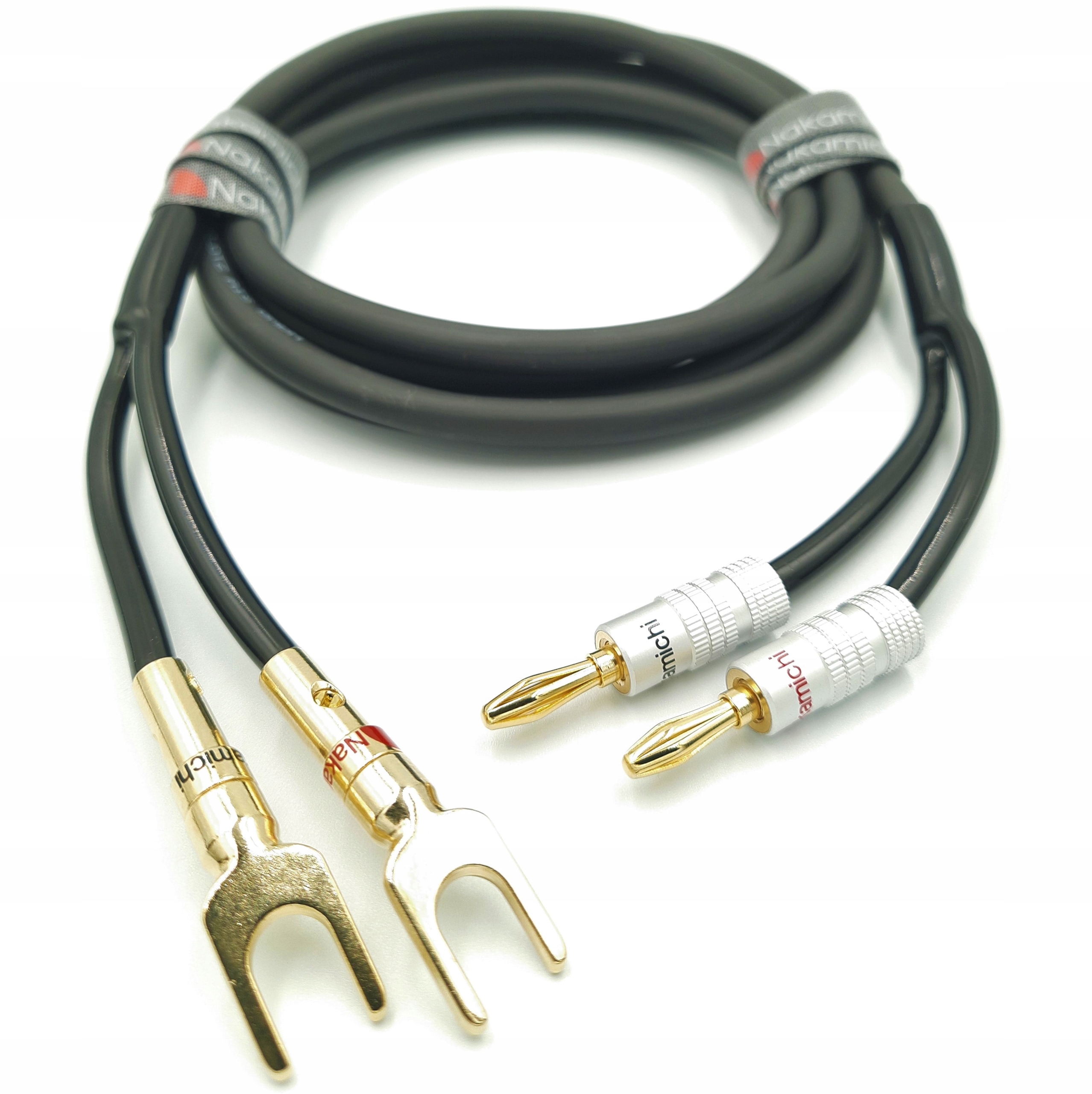 

Kabel Głośnikowy Nakamichi 2x4mm banany widełki 3m