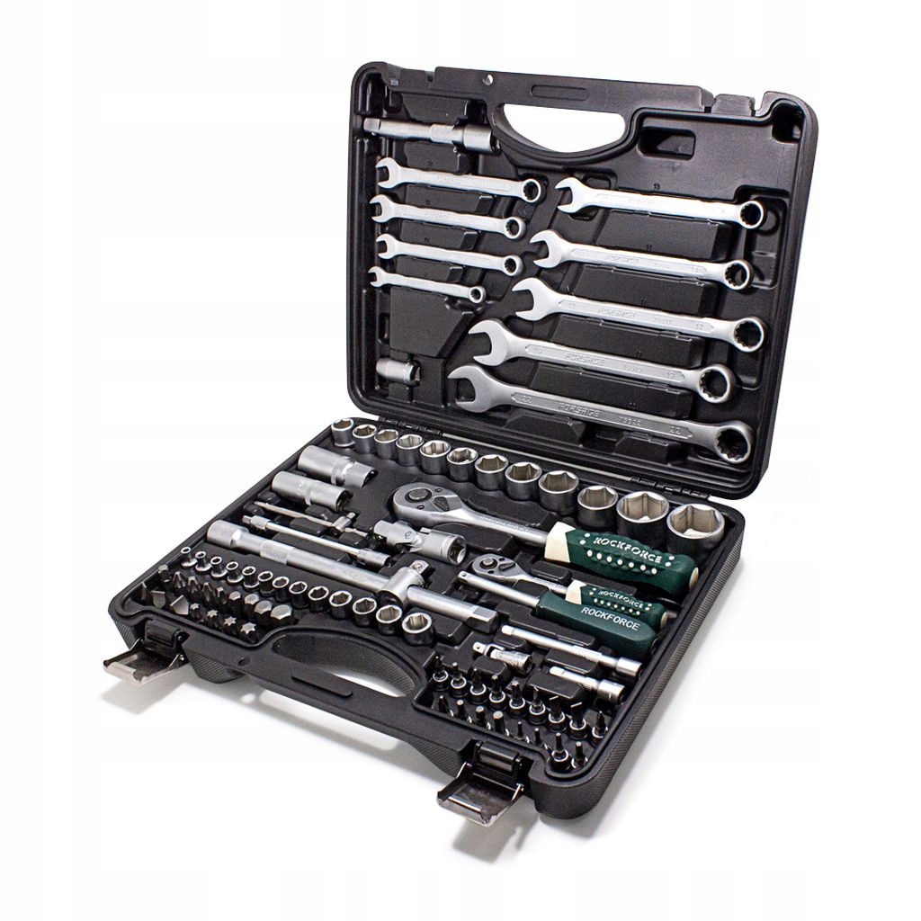 Zestaw narzędzi klucze nasadki bity 82 el walizka