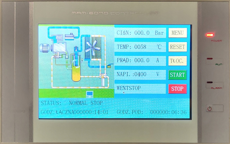 Kompresor śrubowy Kupczyk KKS 15/500 FD 1500 l/min 11 KW Falownik Osuszacz Wydajność efektywna 1500 l/min