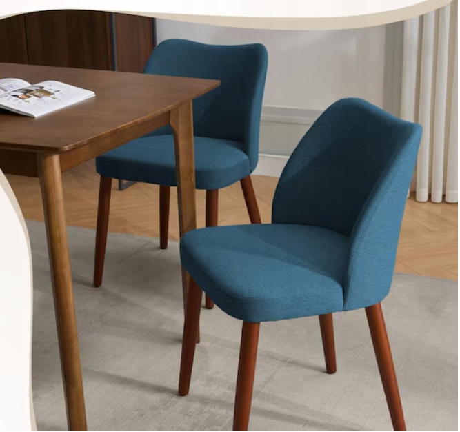 Jedálenské stoličky, čalúnené látkou, modré, sada 2