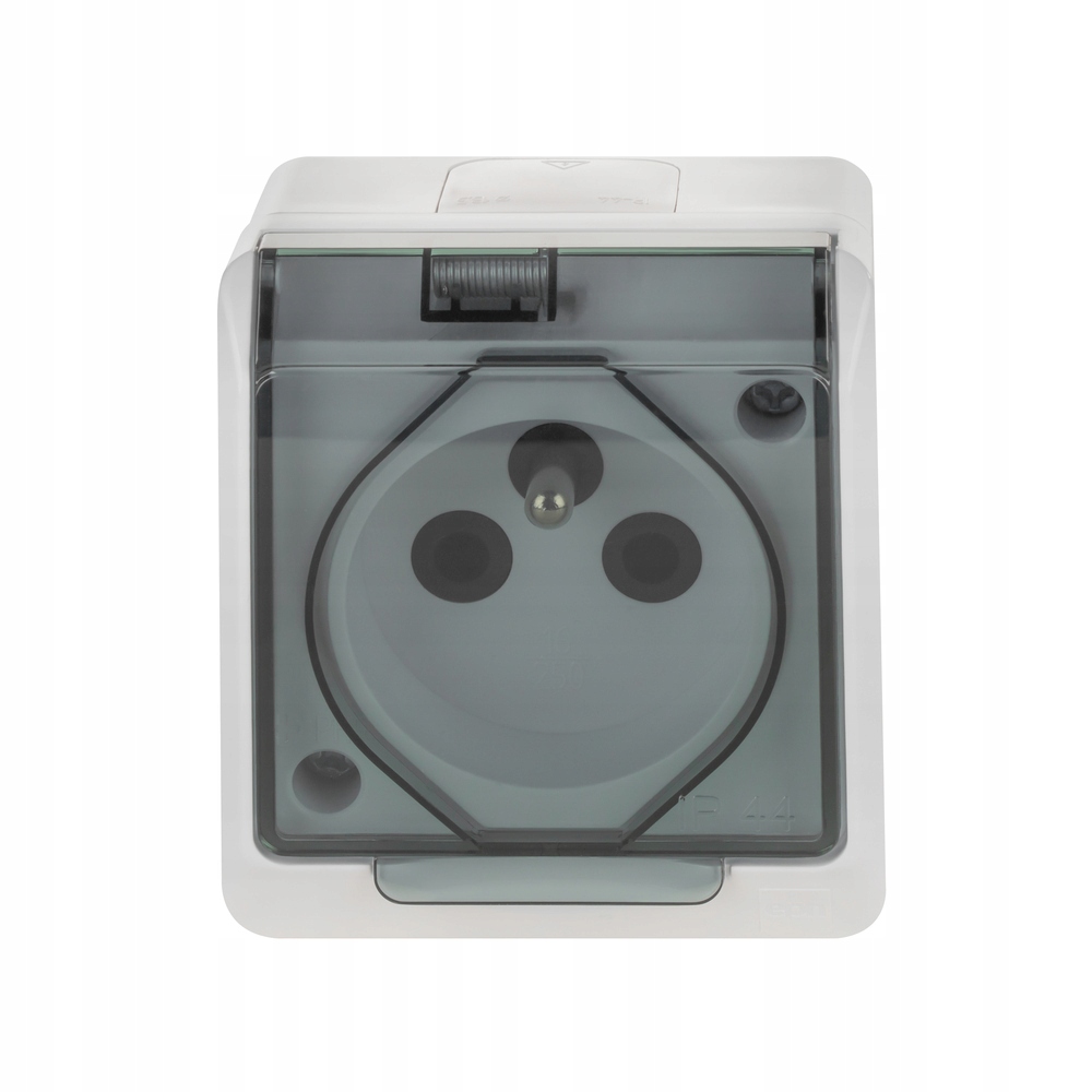 HERMES BIAŁY GNIAZDO NT 1X Z/U Z KLAPKĄ DYMNĄ IP44 ZACISKI ŚRUBOWE 16A 250V