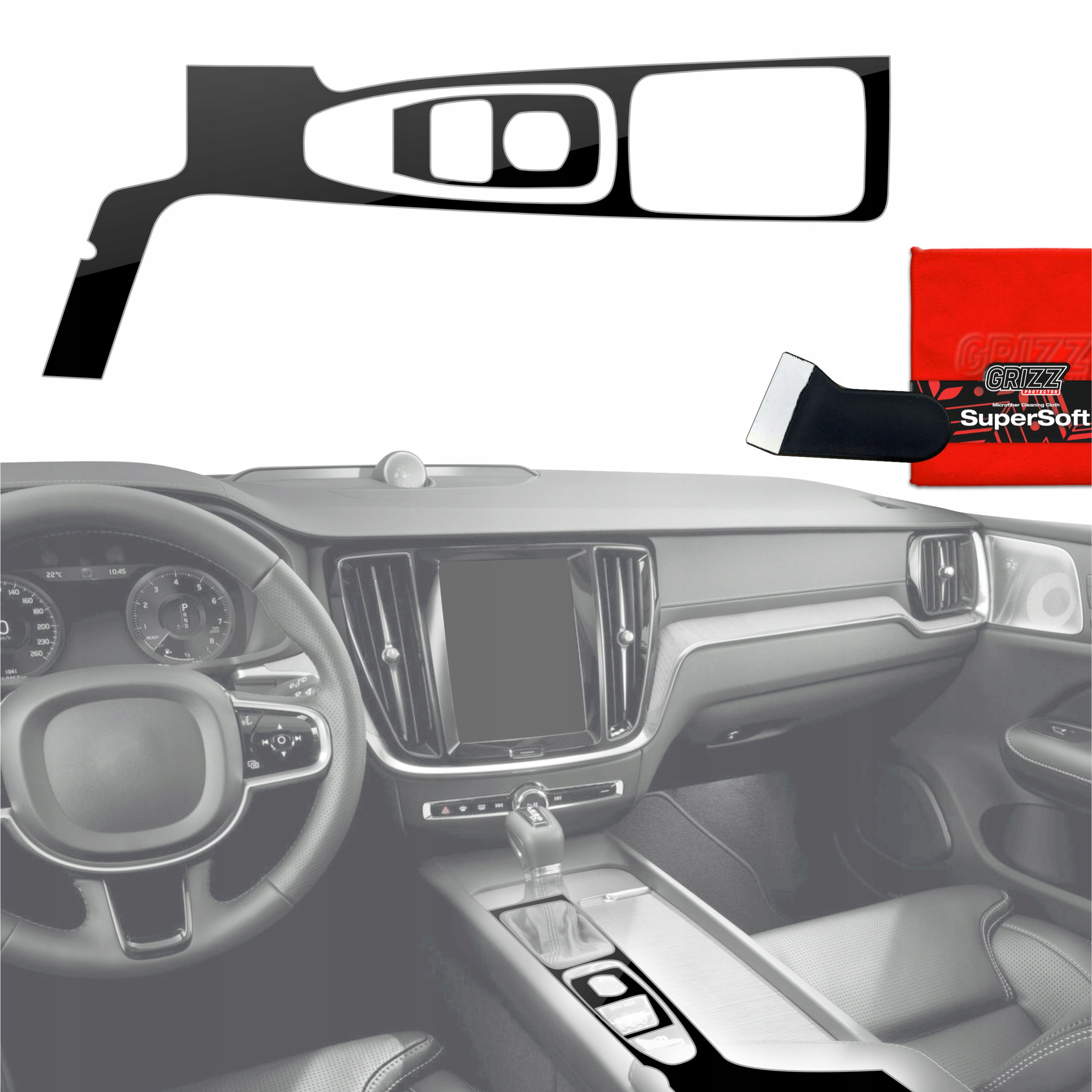 Fólie do interiéru Volvo XC90 D4 Drive Mode (2014-2017) Černá Lesklá