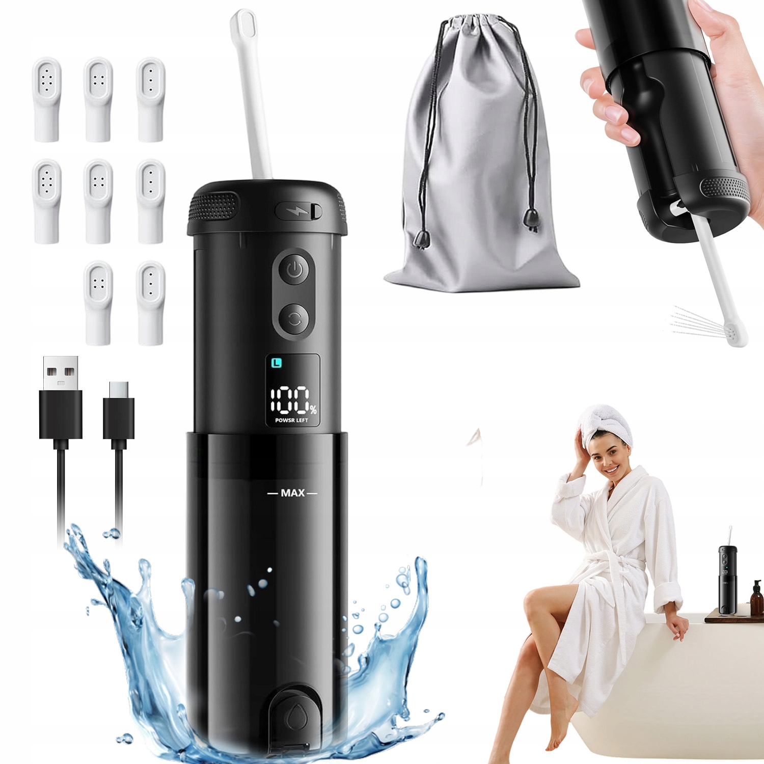 Podróżny Bidet Bidet Przenośny 2000MAH Wodoodporny 180° Obrotowa Końcówka