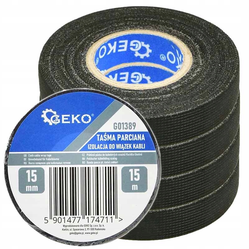 

Taśma Izolacyjna Czarna Parciana 15mm 15m /5 sztuk