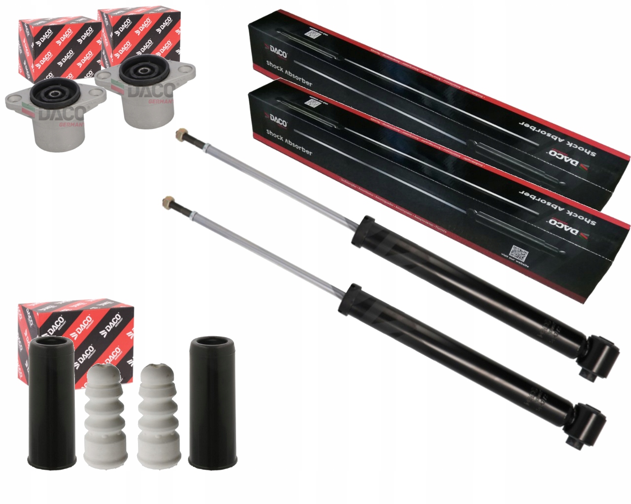 DACO 2x AMORTYZATORY + PODUSZKI + OSŁONY ODBOJE VW PASSAT B5 AUDI A6 C5 TYŁ