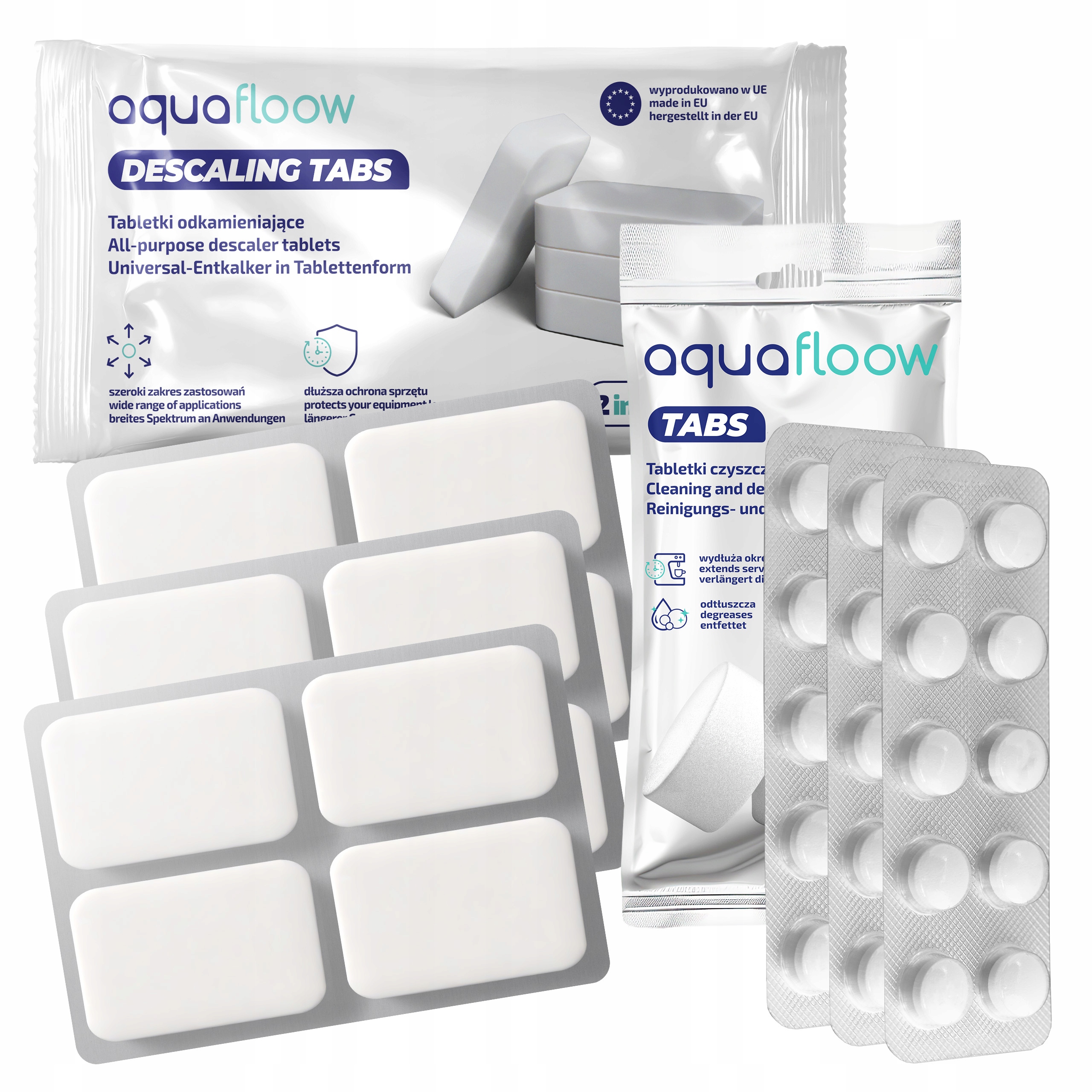 Zestaw AquaFloow tabletki czyszczące, odtłuszczające i odkamieniające 3x