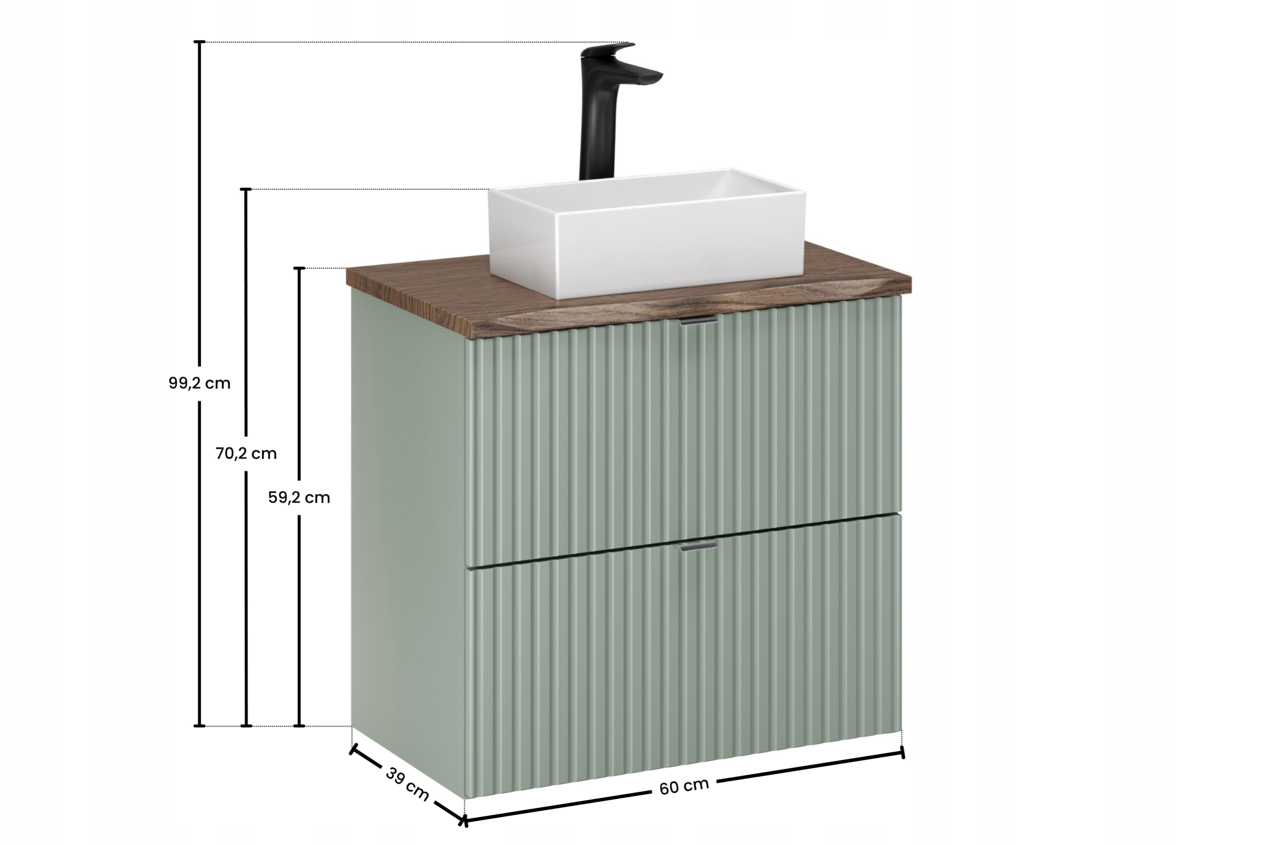 Nábytková sada 60 cm s deskou a umyvadlem na desku Gaja