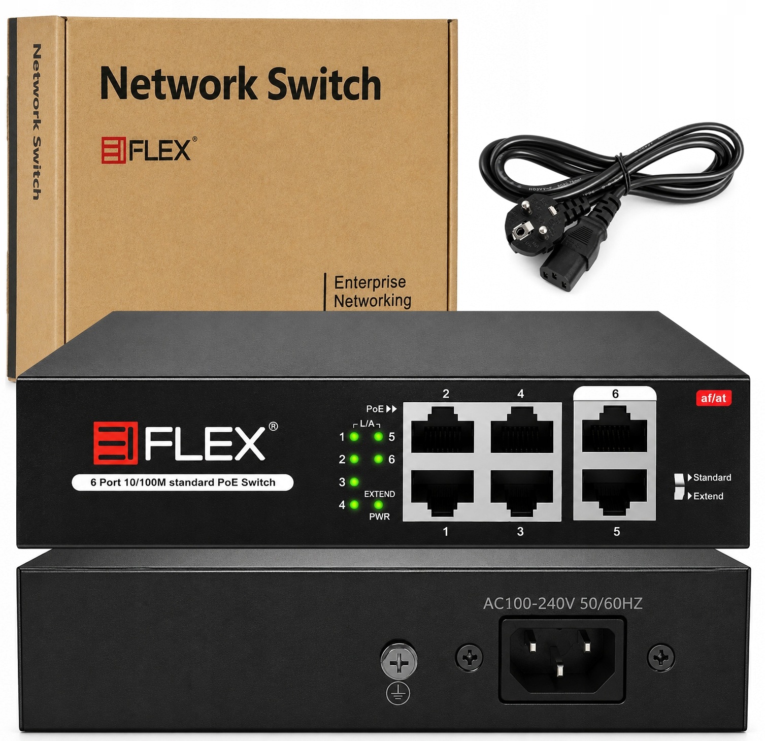 Switch Poe 4+2 4xPOE 2xUplink 10/100Mbps 65W Univerzální