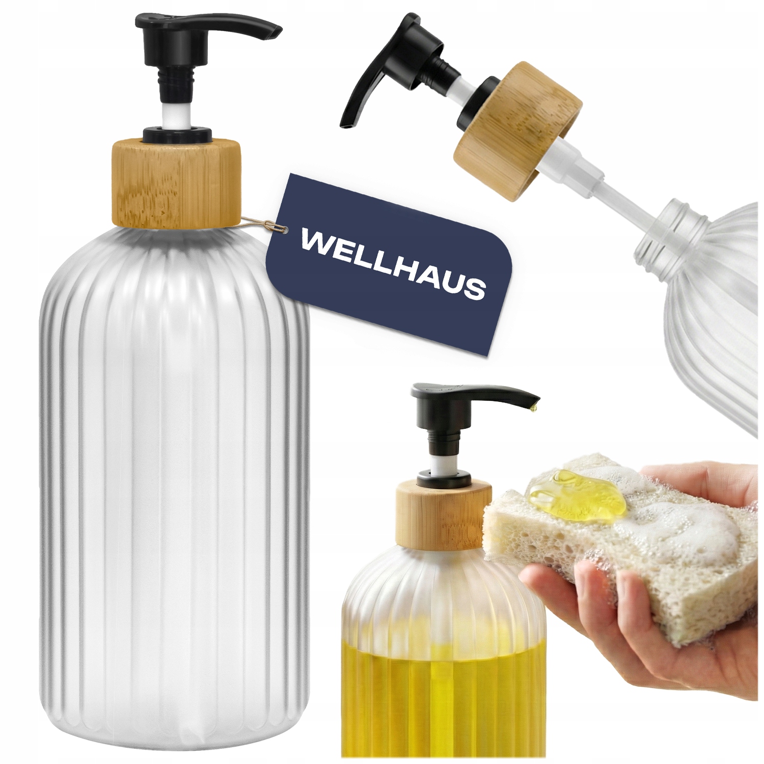DOZOWNIK DO MYDŁA PŁYNU DO MYCIA NACZYŃ DUŻY XL 500 ML MATOWY WELLHAUS