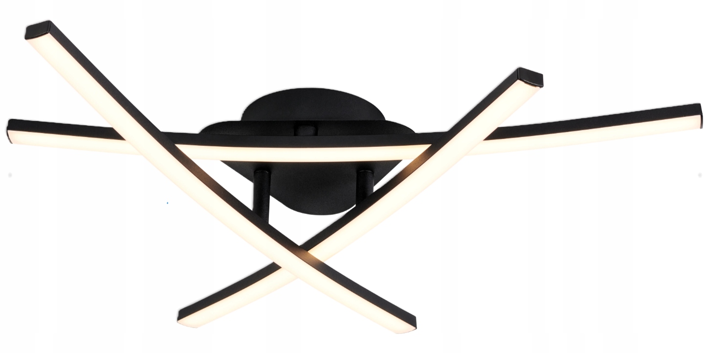 Moderní černý stropní svítidlo ve tvaru protínajících se Led pásků