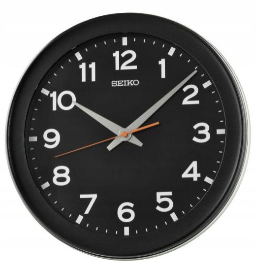 Čitateľné Klasické Čierne Okrúhle Japonské Hodiny Seiko QXA835K 37 cm