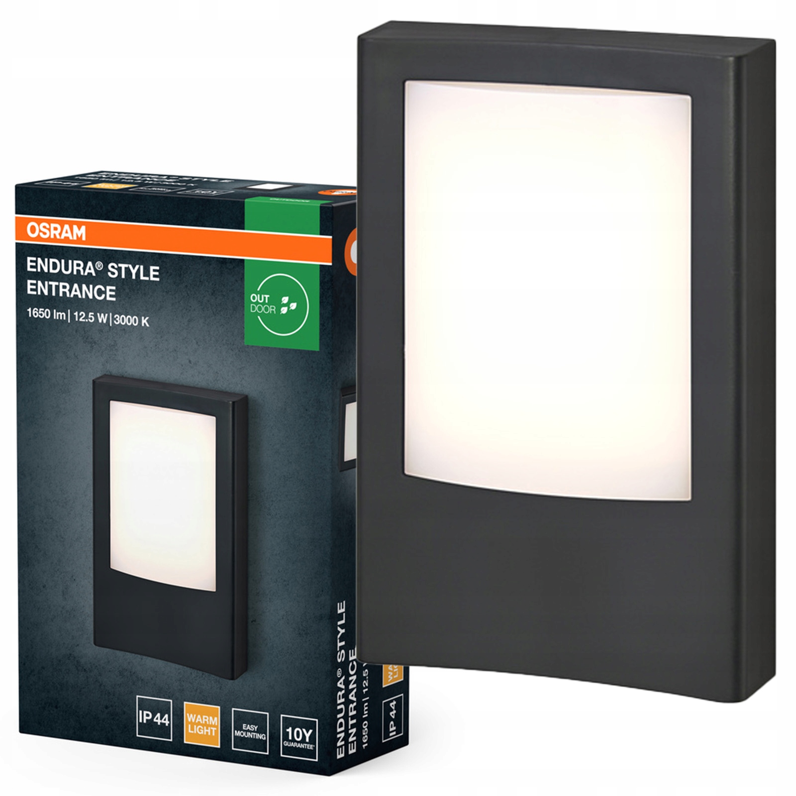 Zahradní nástěnné svítidlo Led venkovní lampa 12.5W 900lm 3000K Šedá IP44 Endura