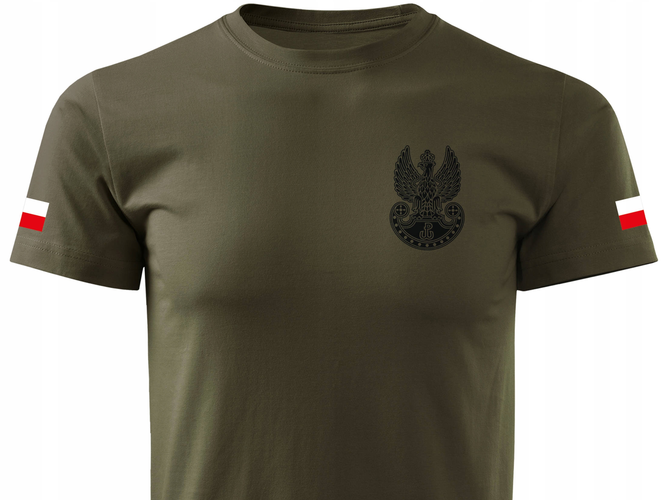 

T-shirt wojskowy Mon z orzełkiem i flagami Polski