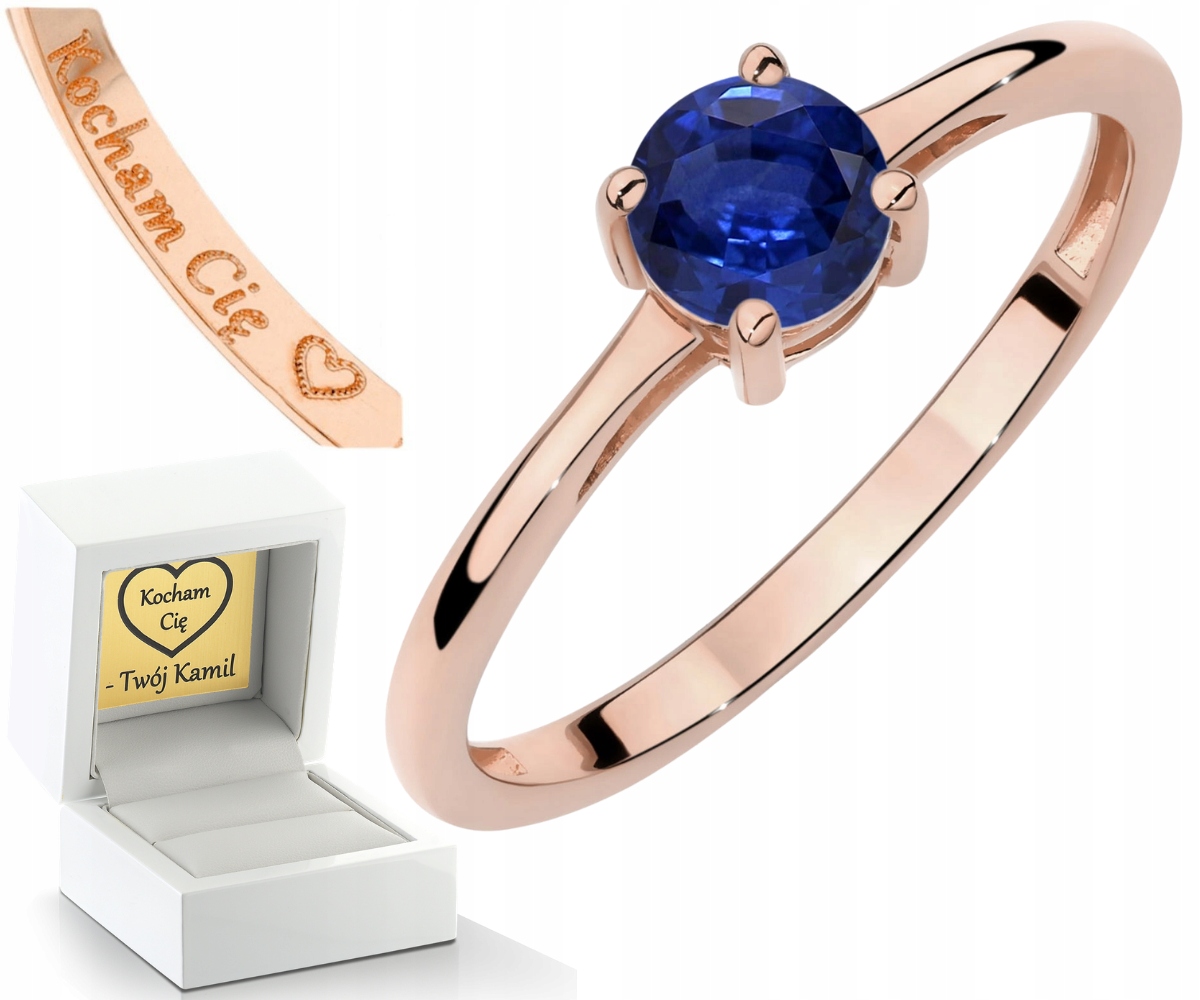Růžové Zlato Prstýnek Se Safírem Jako Dárek K Gravírování
