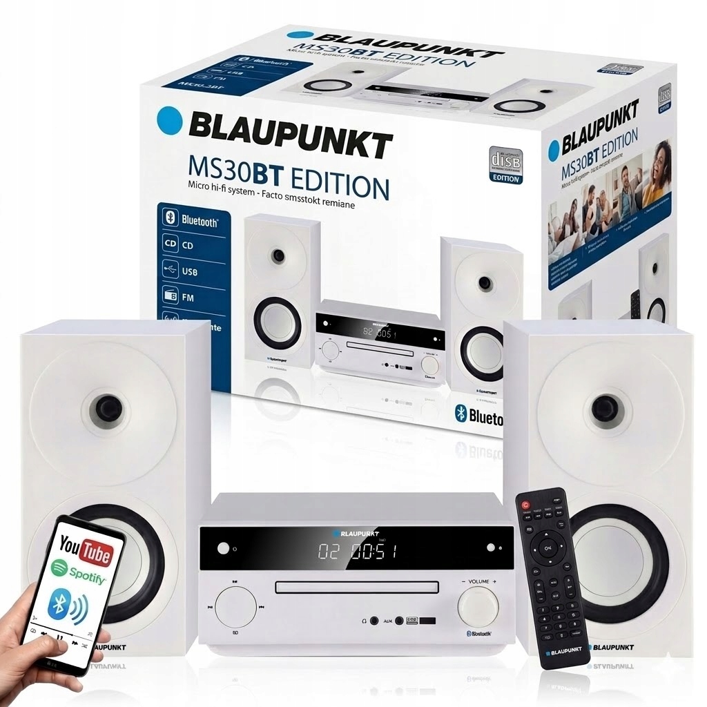 Mini wieża Bluetooth Blaupunkt MS30BT Edition MP3 Usb LCD Aux Fm Pilot