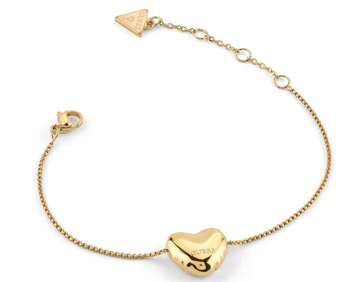 Zlatý Ocelový Dámský Náramek Guess Iconique Srdce JUBB05542JWYGS