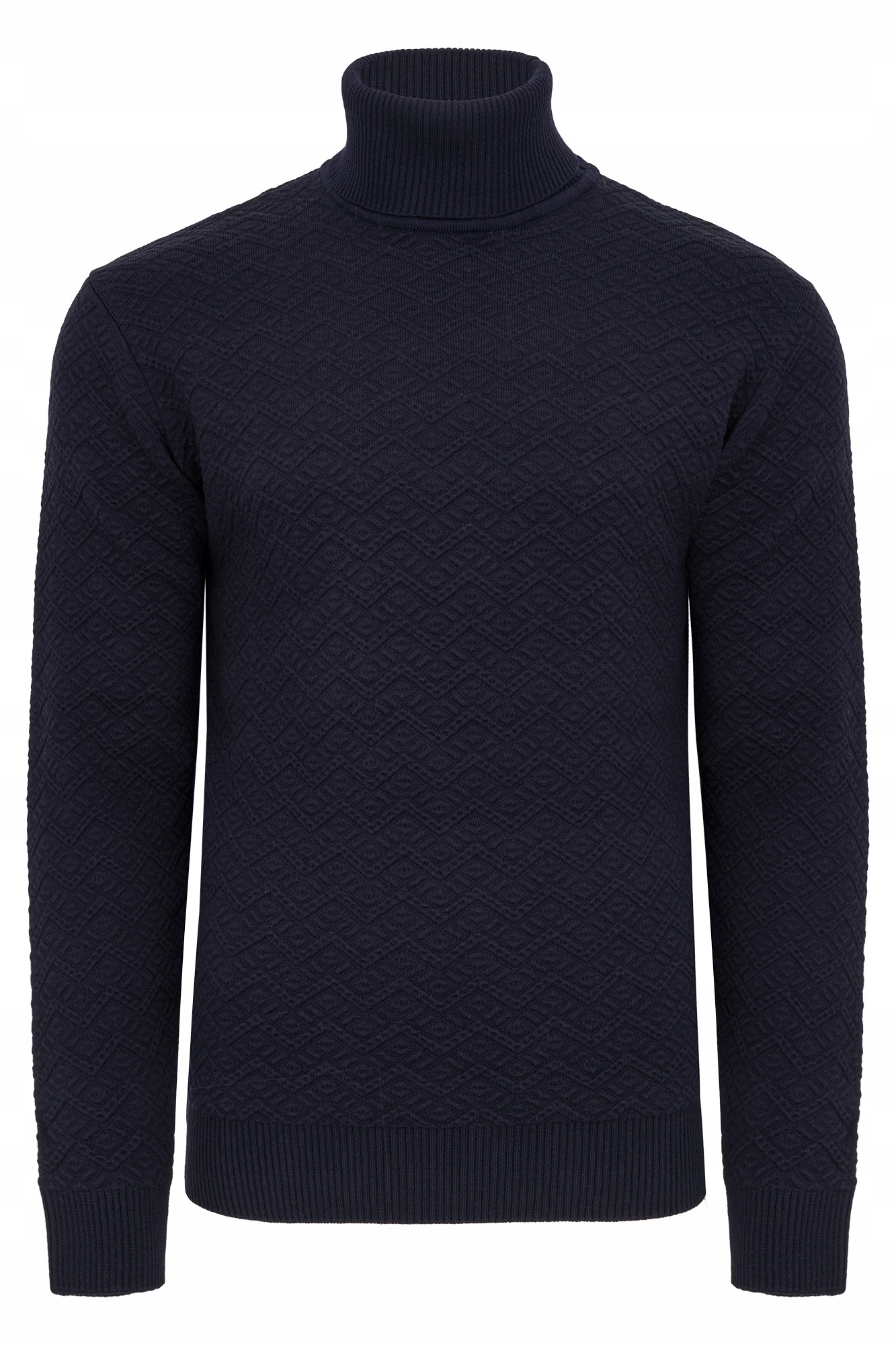 Rolák Pánský Tmavě Modrý Teplý Silný Svetr 70% Vlna Vzory Casual: XL