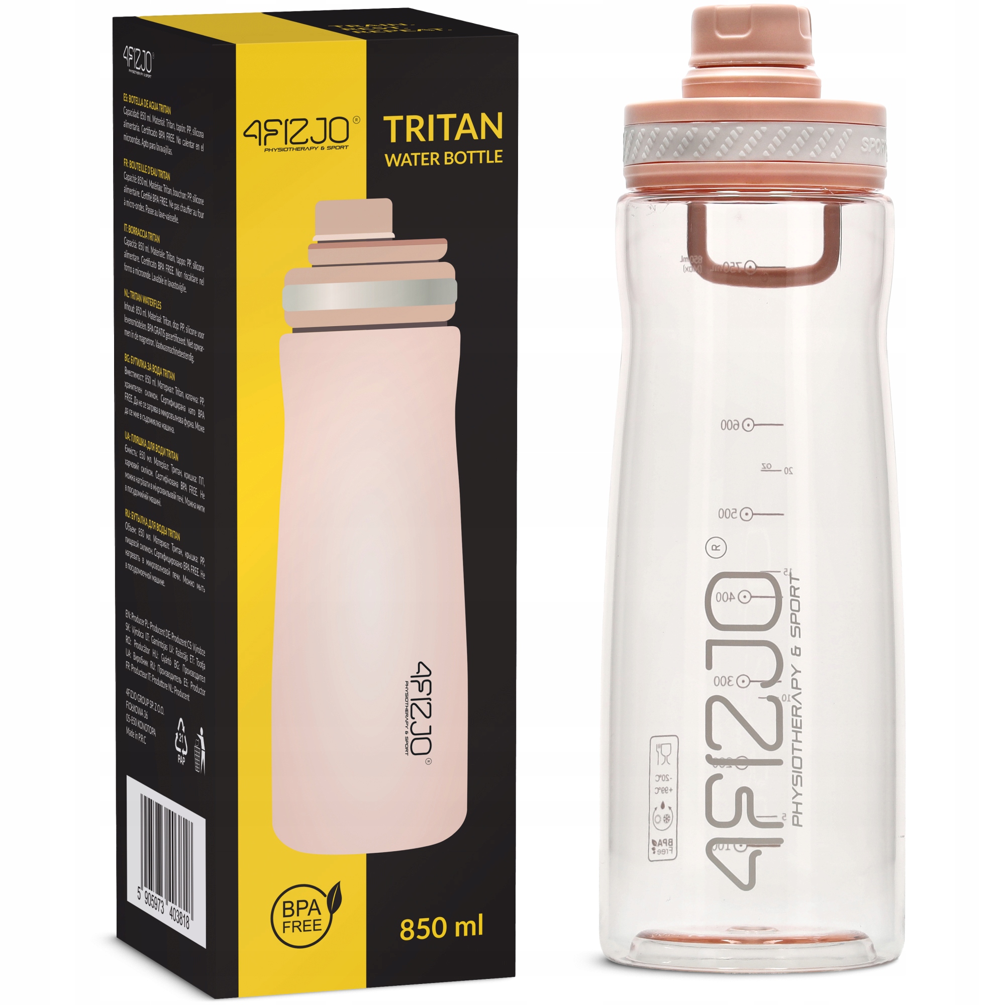 Láhev Na Vodu Sportovní Motivační Odměrka Lahev Na Pití Vzduchotěsná Tritan 850 ML