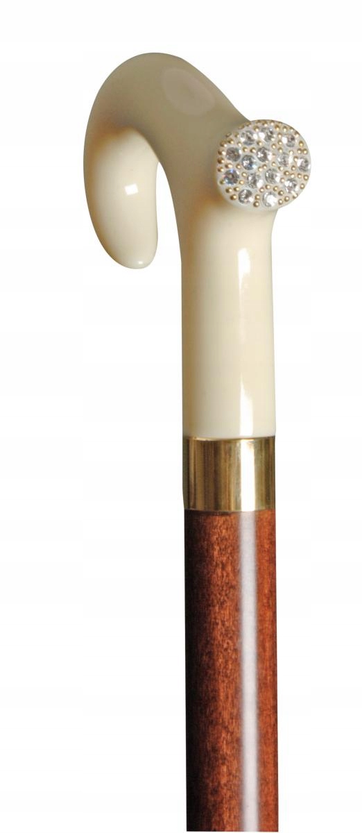 Laska damska imitacja kości słoniowej z kryształkami Swarovskiego