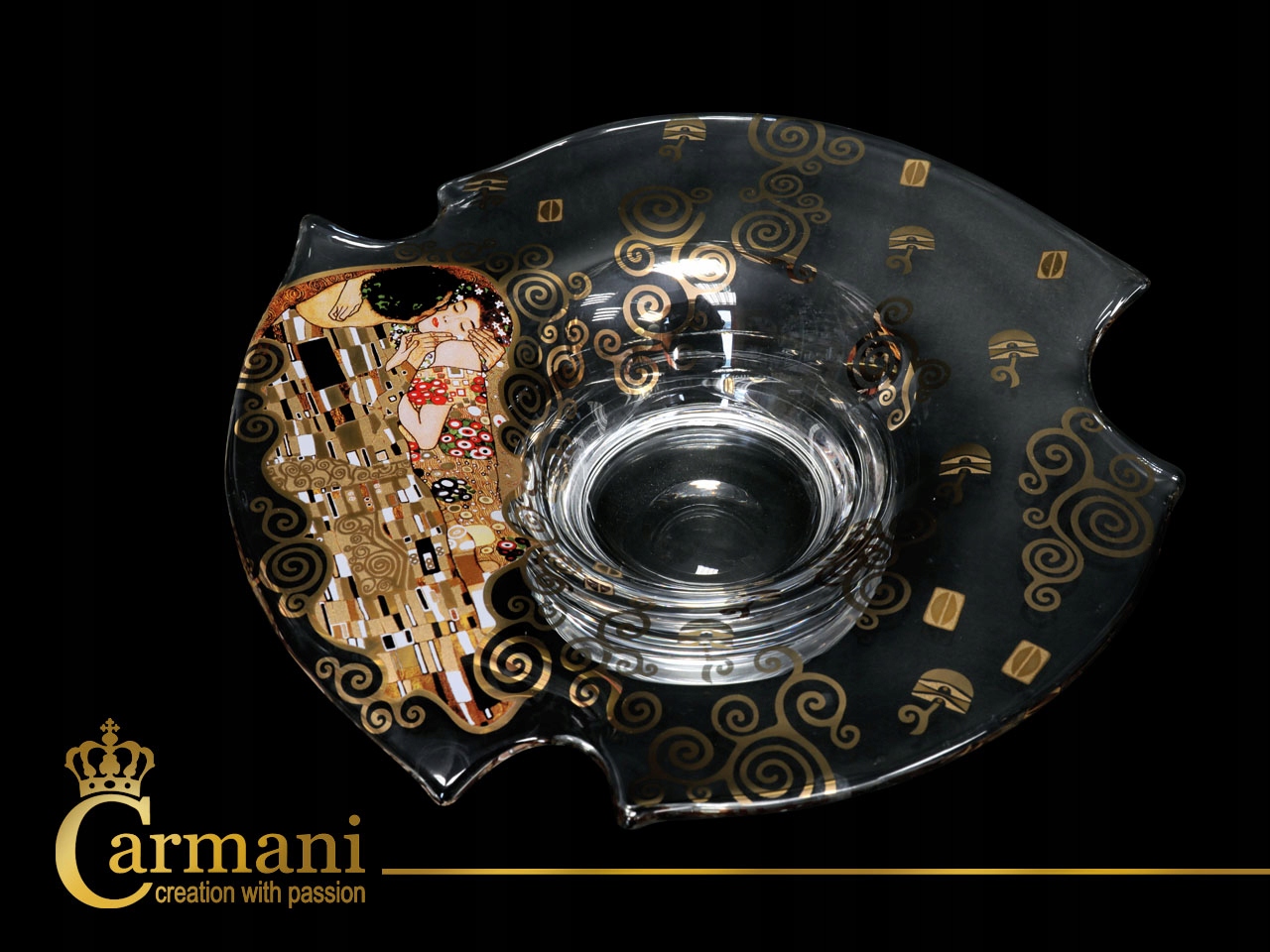 Sklenená Miska Ozdobný Tanier Gustav Klimt Bozk Na Tortu Ovocie