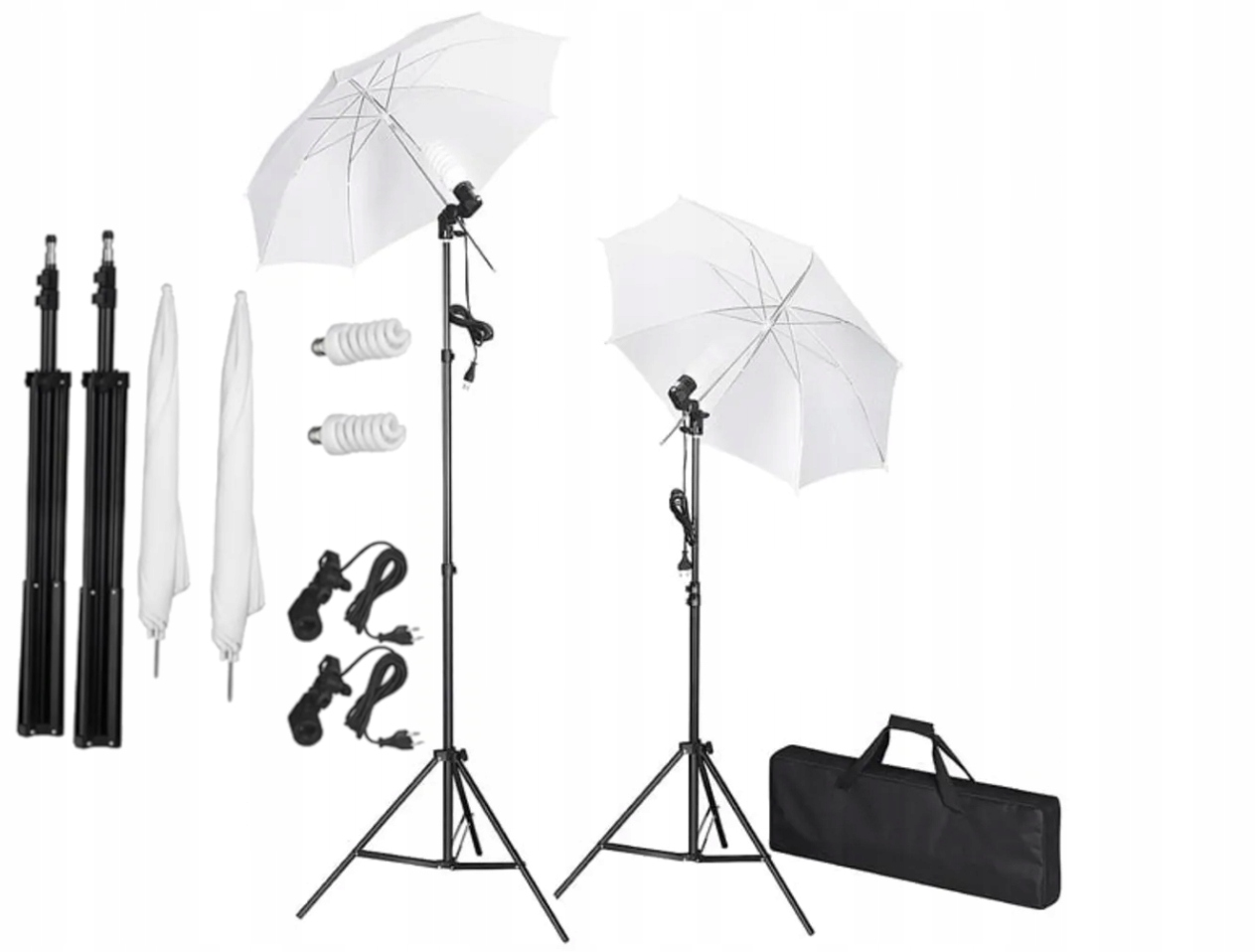 2szt Zestaw oświetlenia studyjnego ze statywami i parasolami softbox lampa