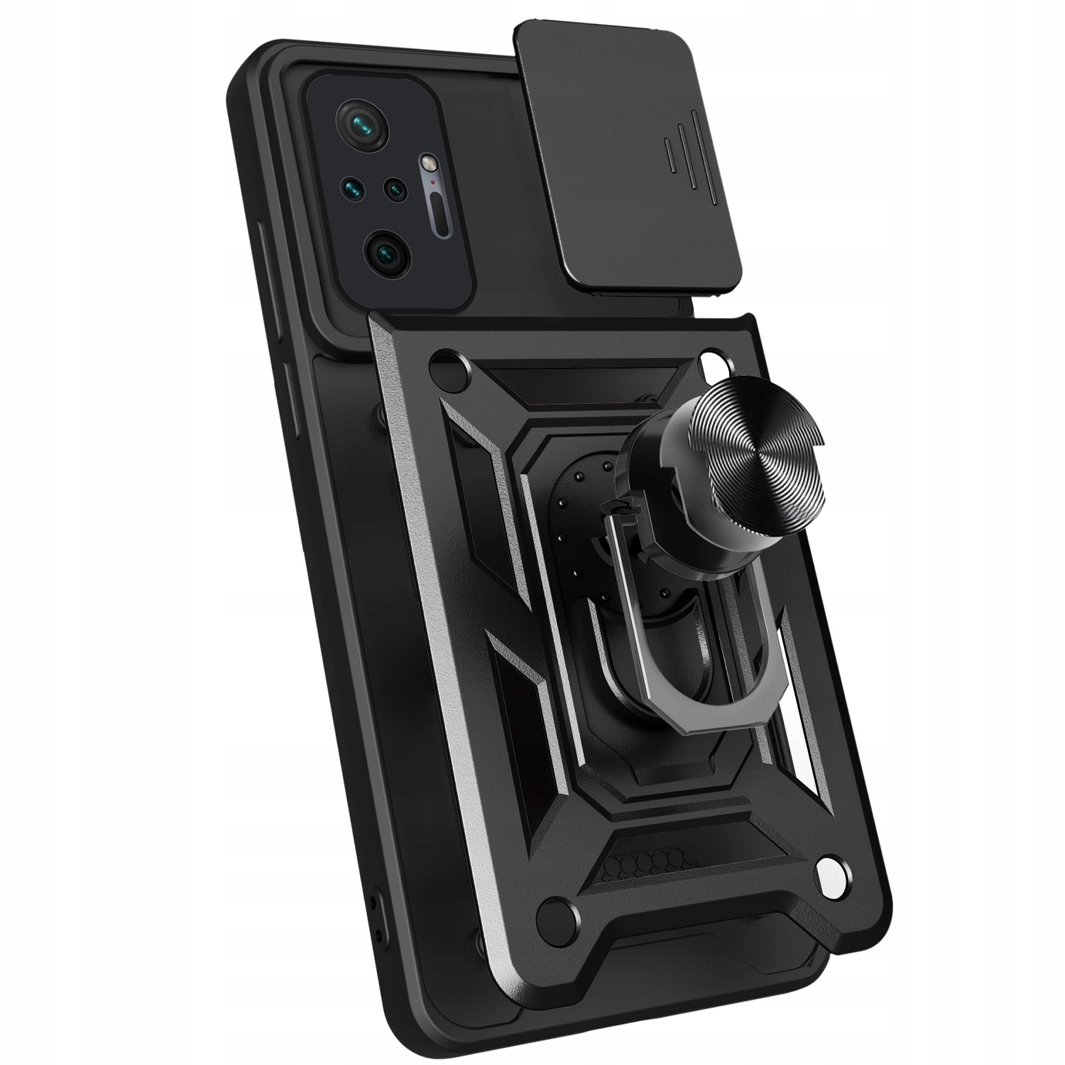 ETUI PANCERNE DO XIAOMI REDMI NOTE 10 PRO CZARNE OBUDOWA ARMOR + SZKŁO 9H Dedykowany model Redmi Not 10 Pro