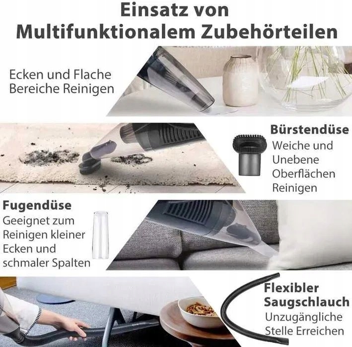 Ręczny Odkurzacz Bezprzewodowy Z Końcówkami i Torbą Moc 120 W Led + GRATIS Kod producenta Ręczny Odkurzacz Bezprzewodowy Z Końcówkami i