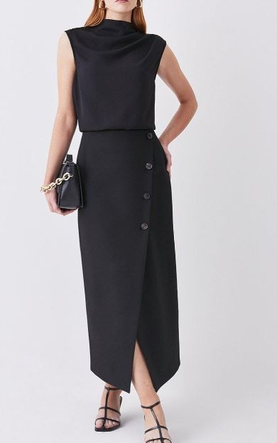 Karen Millen Spódnica Damska Czarna Maxi 34 Yłd