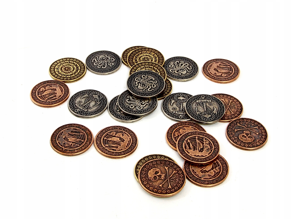 ZESTAW 12 PIRACKICH METALOWYCH MONET LARP RPG