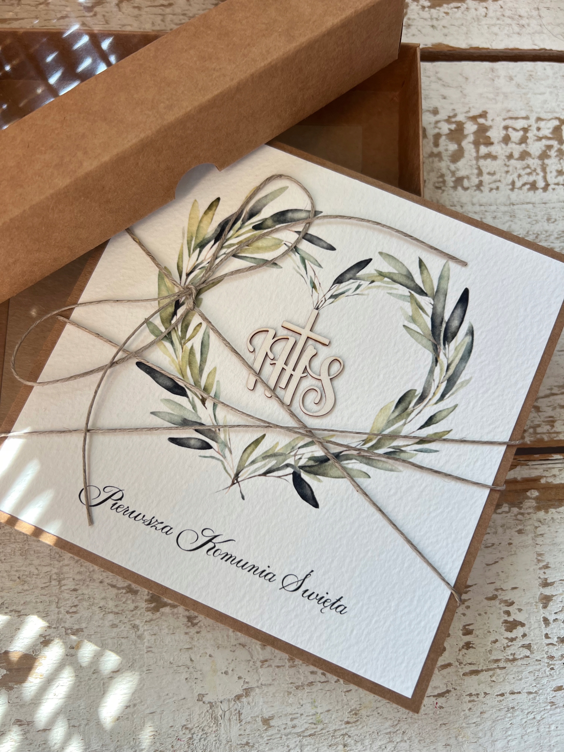 Ručně vyráběná pohlednice na svaté přijímání Památka přijímání