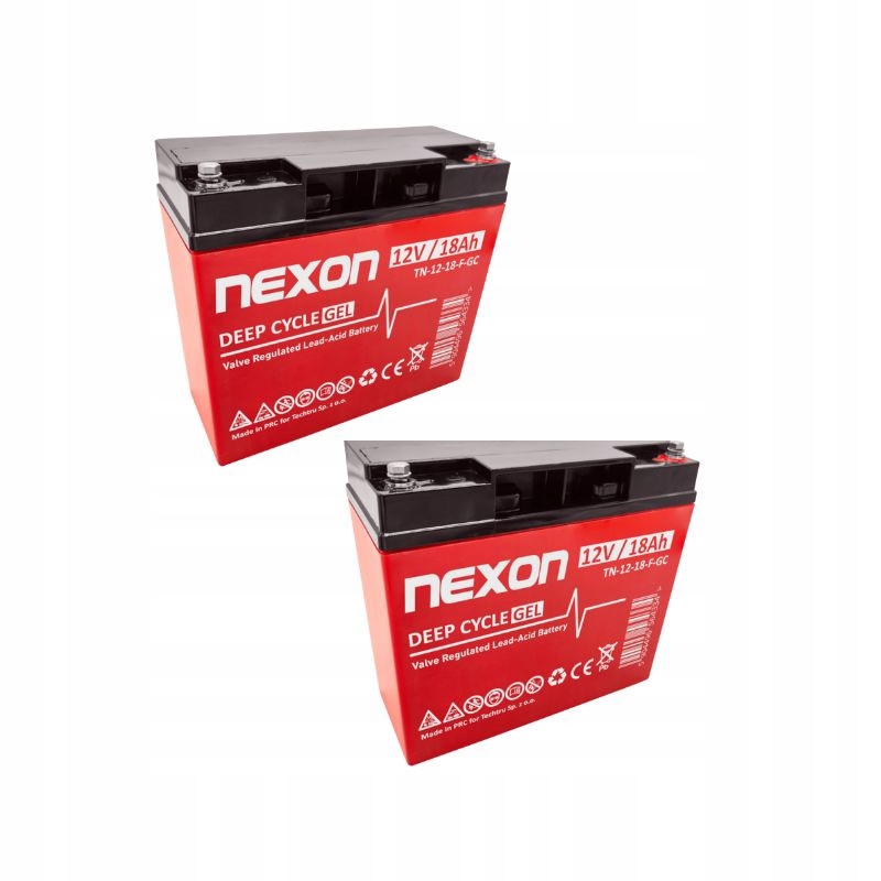 2x Akumulátor Nexon Deep Cycle Gel 12V 18Ah (rozměr 17Ah 20Ah 22Ah)