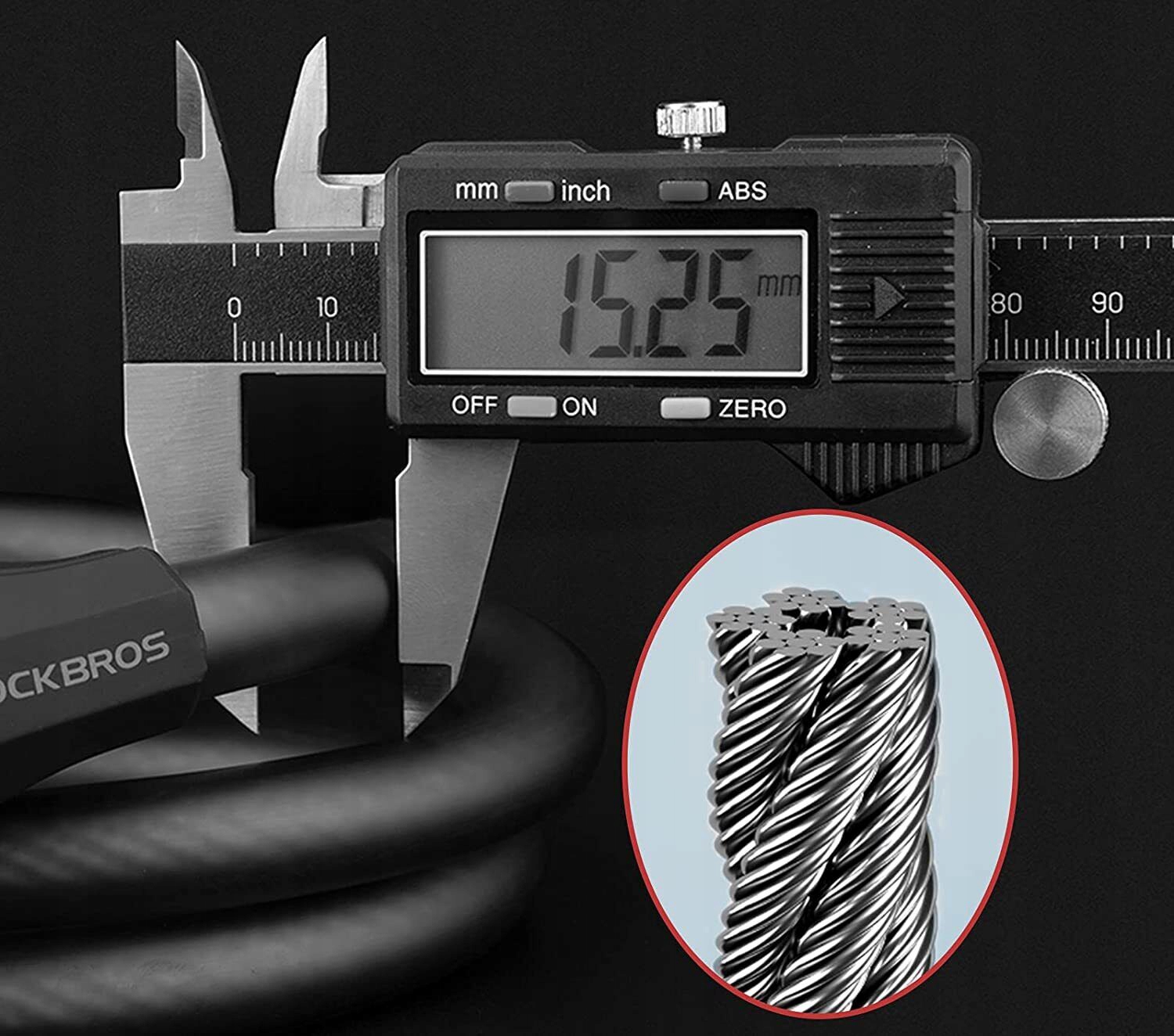 Zapięcie rowerowe na kod ROCKBROS 120cm RKS507-BK Model RKS507-BK