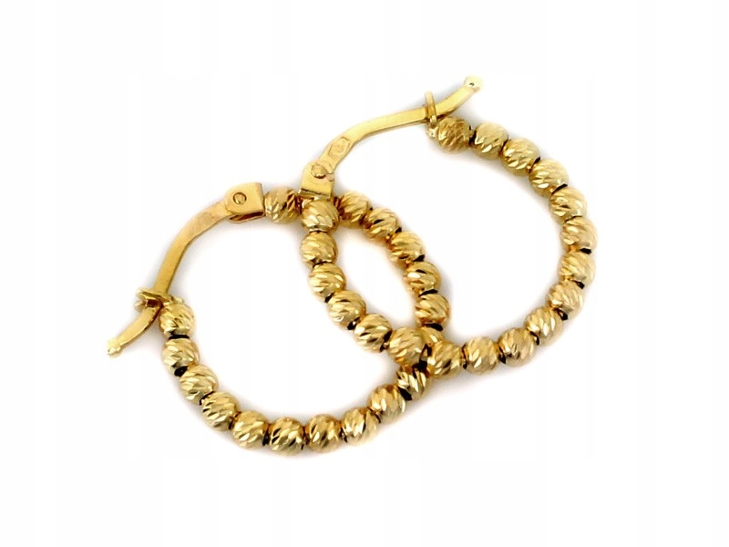 Náušnice zlaté 585 zapínání kreol s frézovanými kuličkami po obvodu 14kt