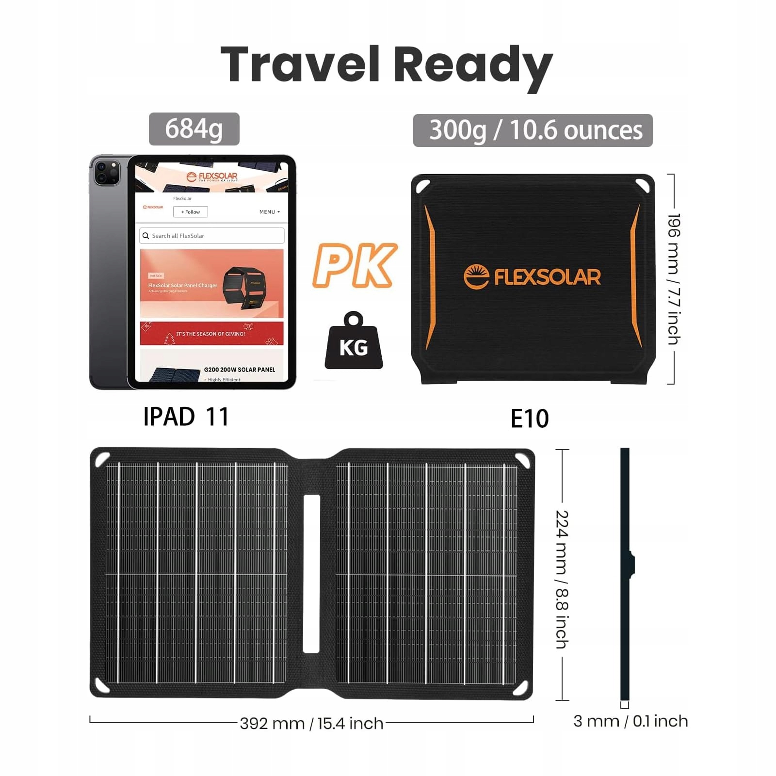 FLEXSOLAR 10W Wodoodporny Panel Słoneczny USB Do iPhone iPad Camping — miniatura 4