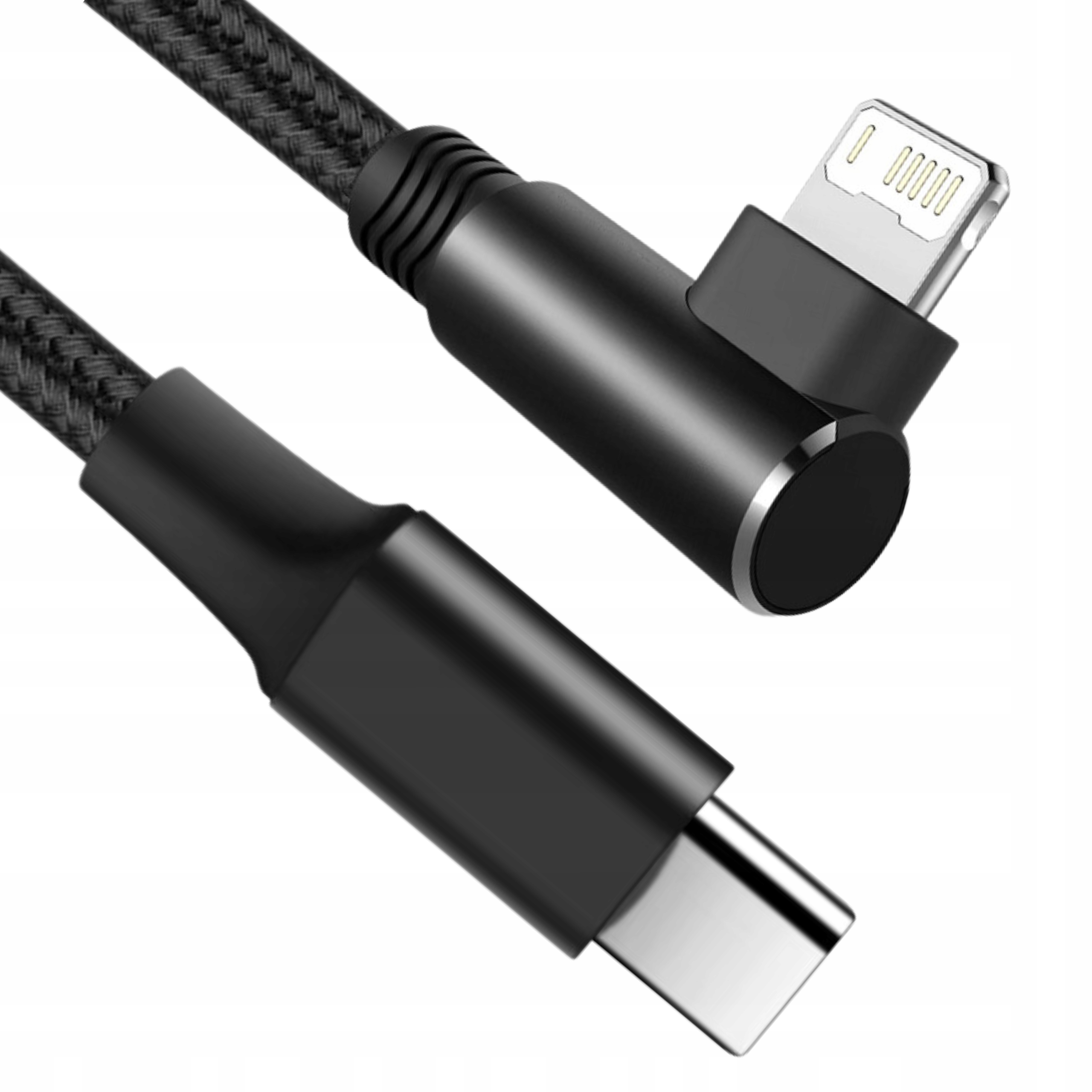 Gembird Kabel Usb-c do 8 pin kątowy w oplocie tekstylnym 0.2m 20cm czarny