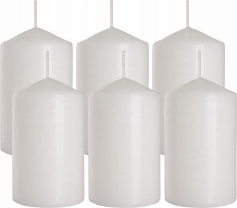 

6 sztuk świeca walec biały 10 x 6cm na komunię 30h