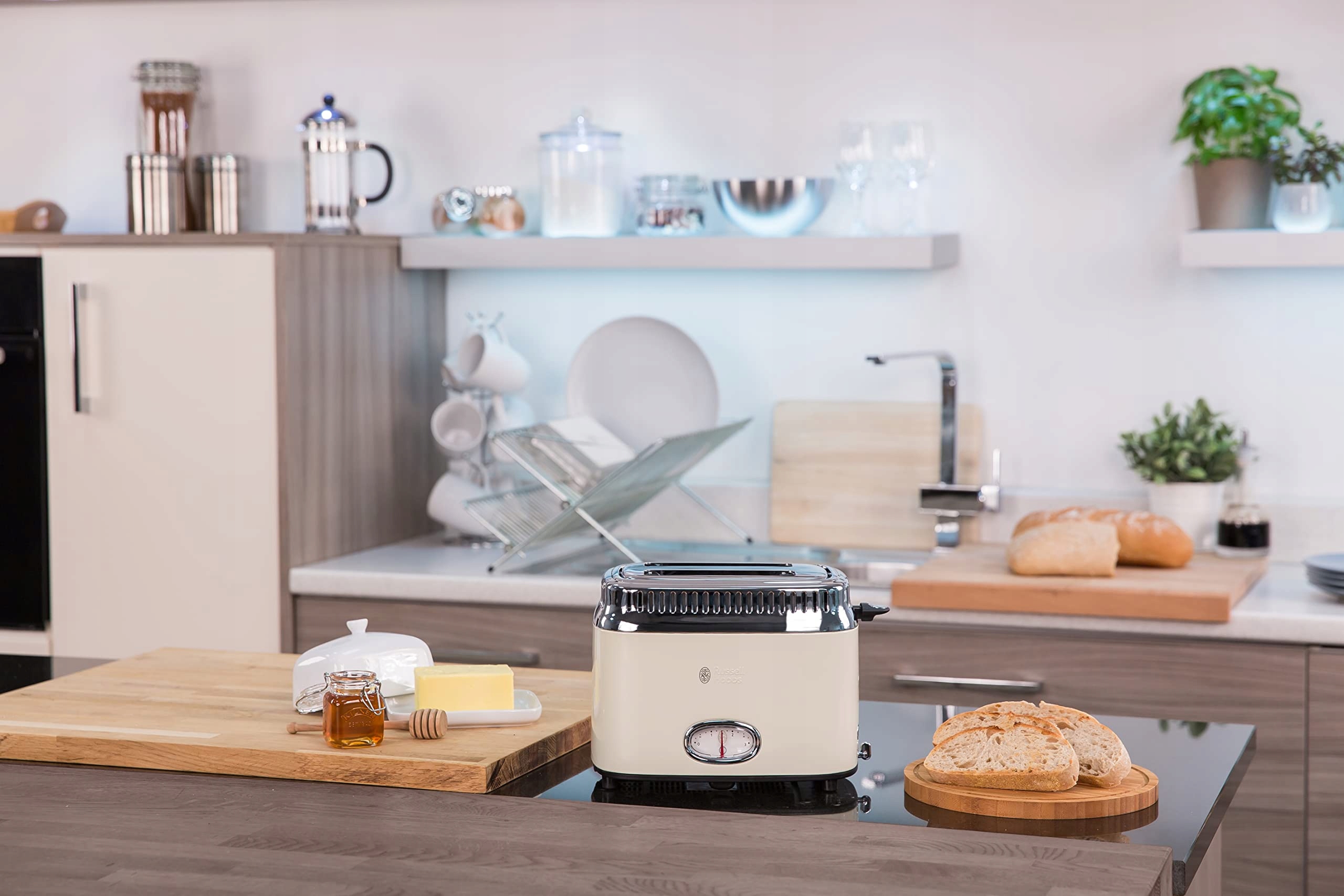 RUSSELL HOBBS Toster Retro Kremowy Stalowy 2 Kromki 1300W 6 Stopni — miniatura 8