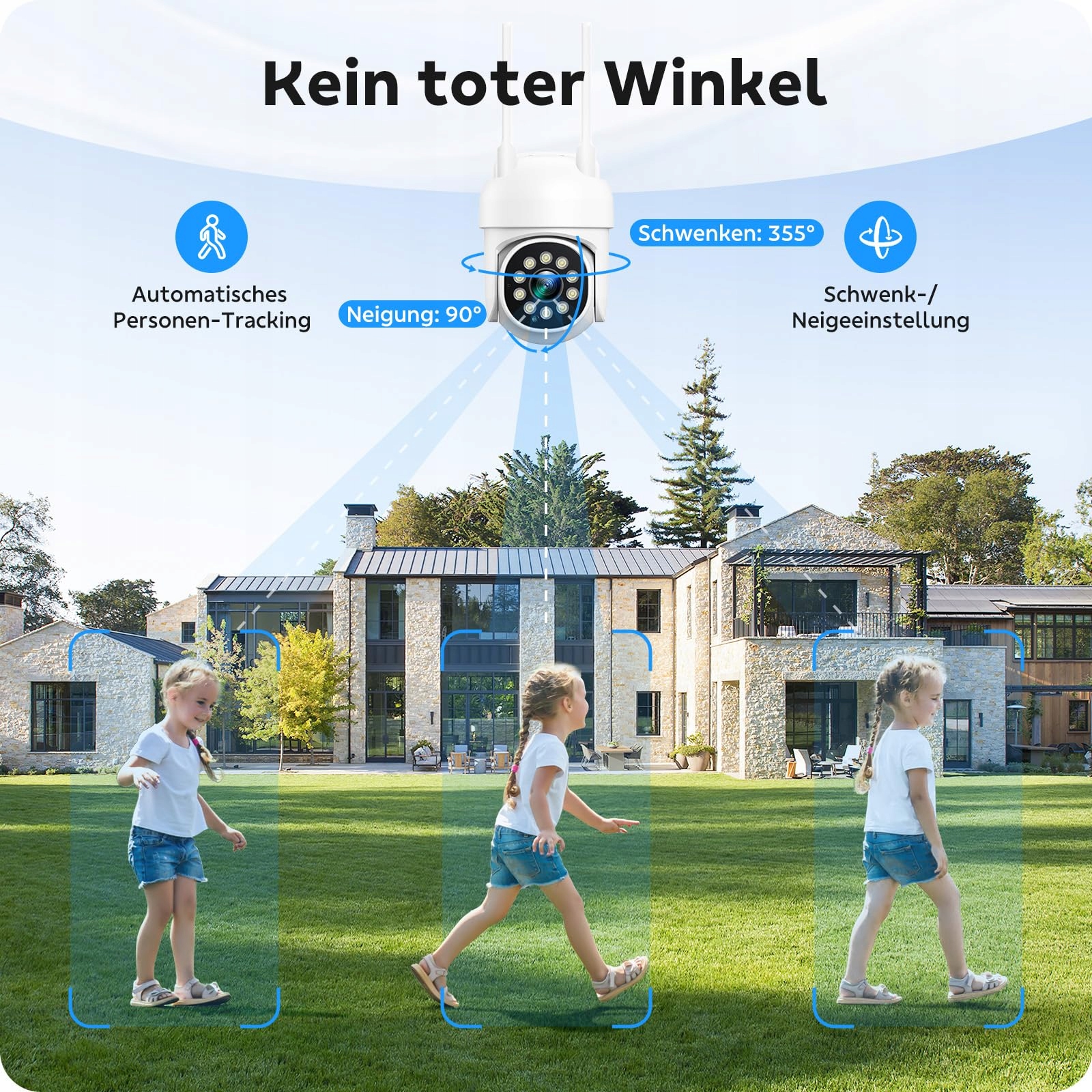 CAMPAMP Zestaw Kamer Monitoringu WLAN 24/7 16CH NVR 500GB 2W Audio — miniatura 3