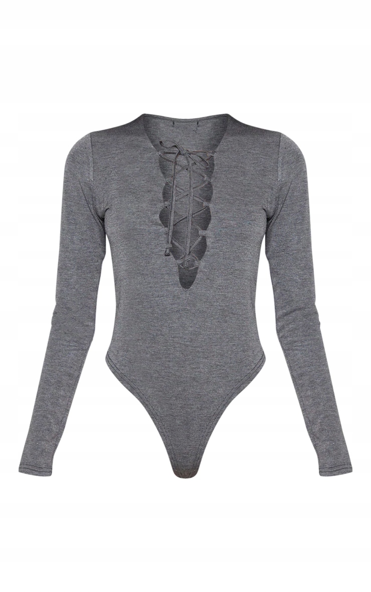 M85 Szare body wiązane PLT 36 basic Rękaw długi rękaw