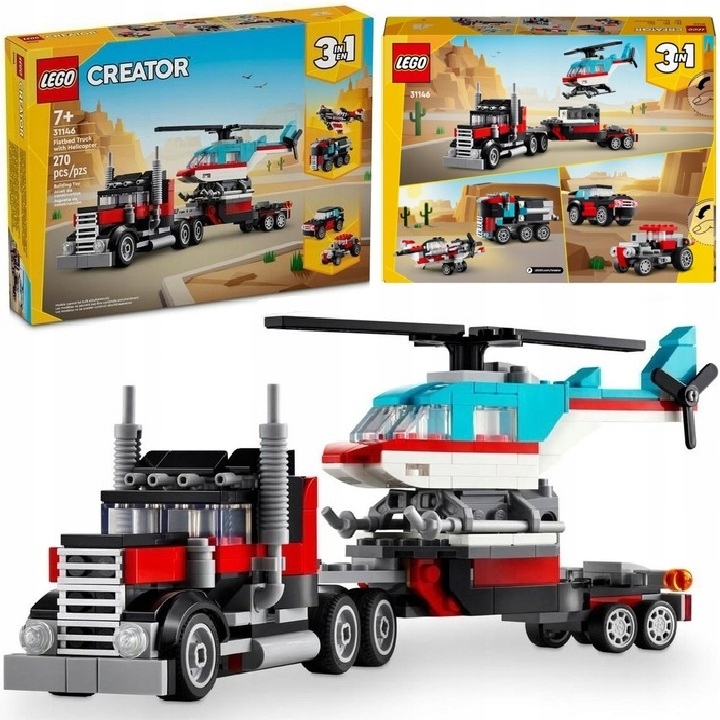 LEGO CREATOR 31146 ПЛАТФОРМА ГРУЗОВИК И ВЕРТОЛЕТ 3В1 ИГРОВОЙ НАБОР