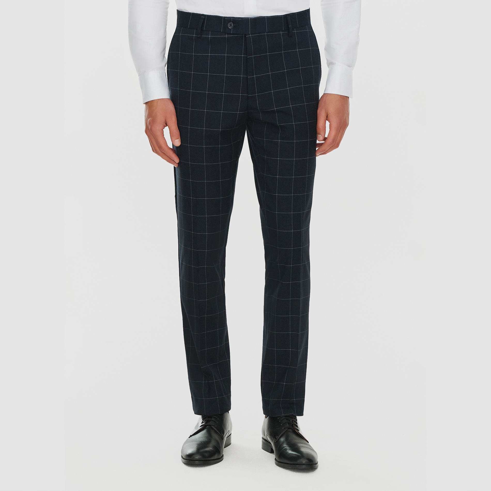 Tmavě modré kostkované oblekové kalhoty Pako Lorente vel